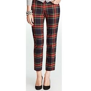 NEW $128 Size 10T TALL J. Crew Black Plaid Tartan Straight Business Dress Pants